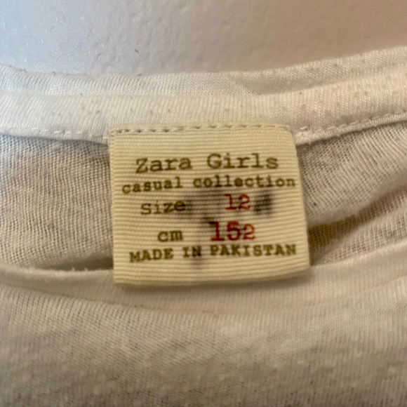 Zara Oversized White T-Shirt With Tie Detail Youth Size S - Picture 3 of 4